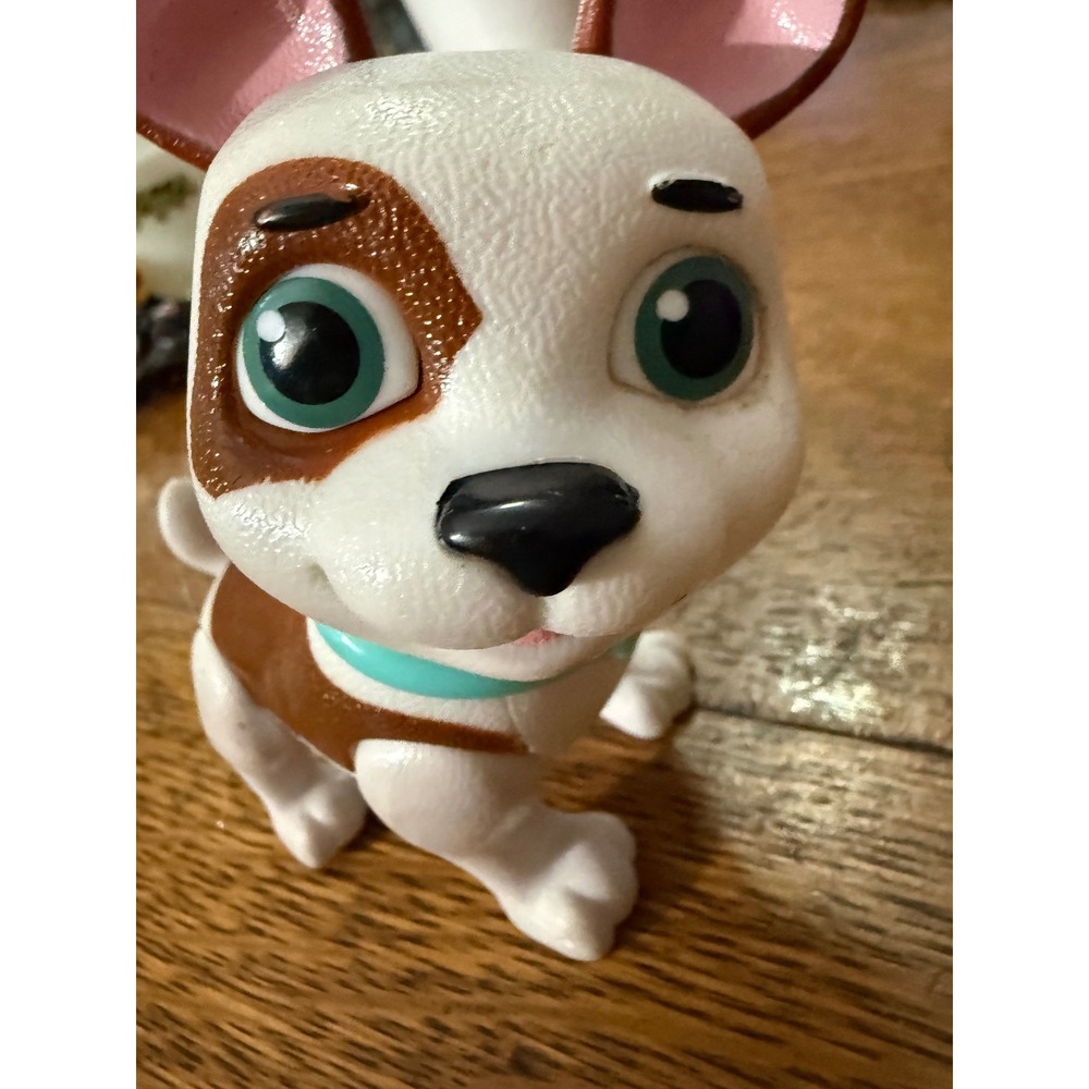 Bulldog Puppy Figure Brown White Teal Collar 3 Inch Toy